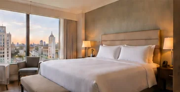 Habitación ilustrativa de hotel con vista a Buenos Aires