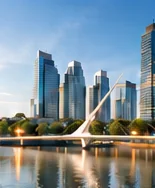 Vista ilustrativa de Puerto Madero y el Puente de la Mujer
